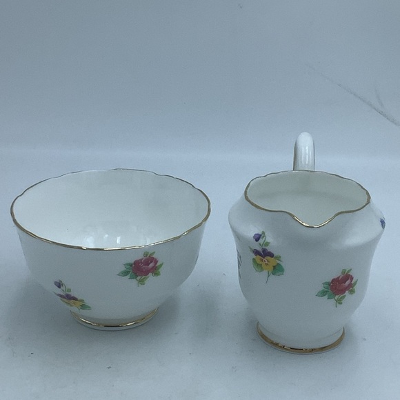 Crown Staffordshire England Bone China Floral Creamer and Sugar - Picture 4 of 9